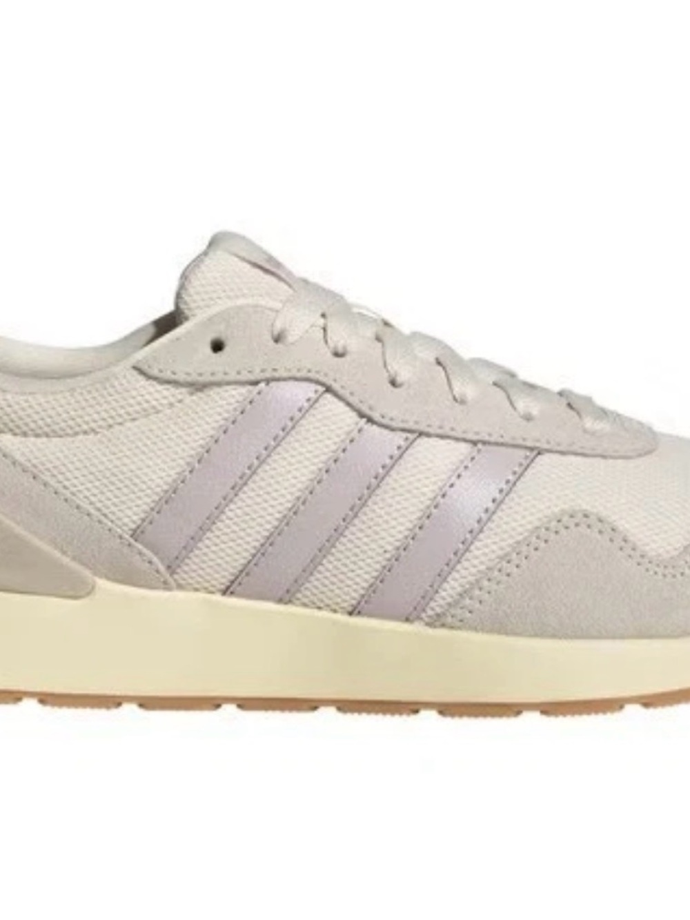 adidas Women's Athletic Sneaker - Light Beige with Pale Lilac Stripes